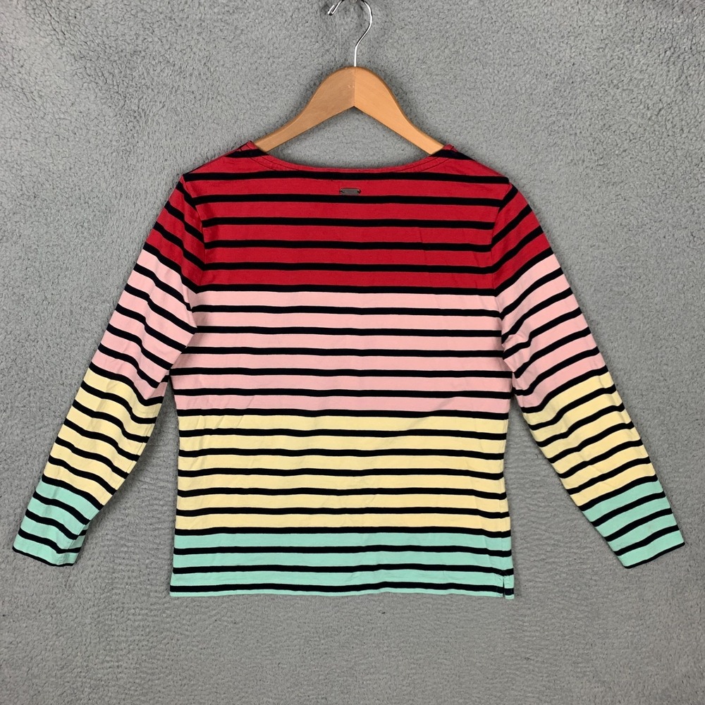 Barbour Bradley Top Women's US 8 Multicolor Striped Long Sleeve Cotton T-Shirt - Picture 5 of 10